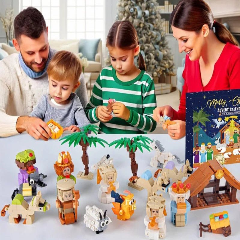 CosyCraft Kreatywny kalendarz adwentowy DIY z motywem szopki i 24 blokami dla rodzin