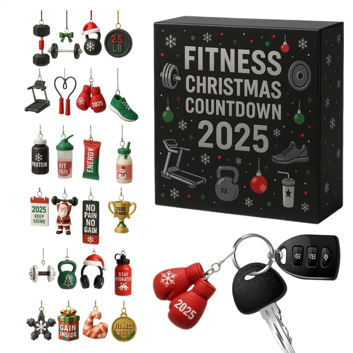 Świąteczny kalendarz adwentowy Fitness | Ozdoby do odliczania 24-dniowego treningu