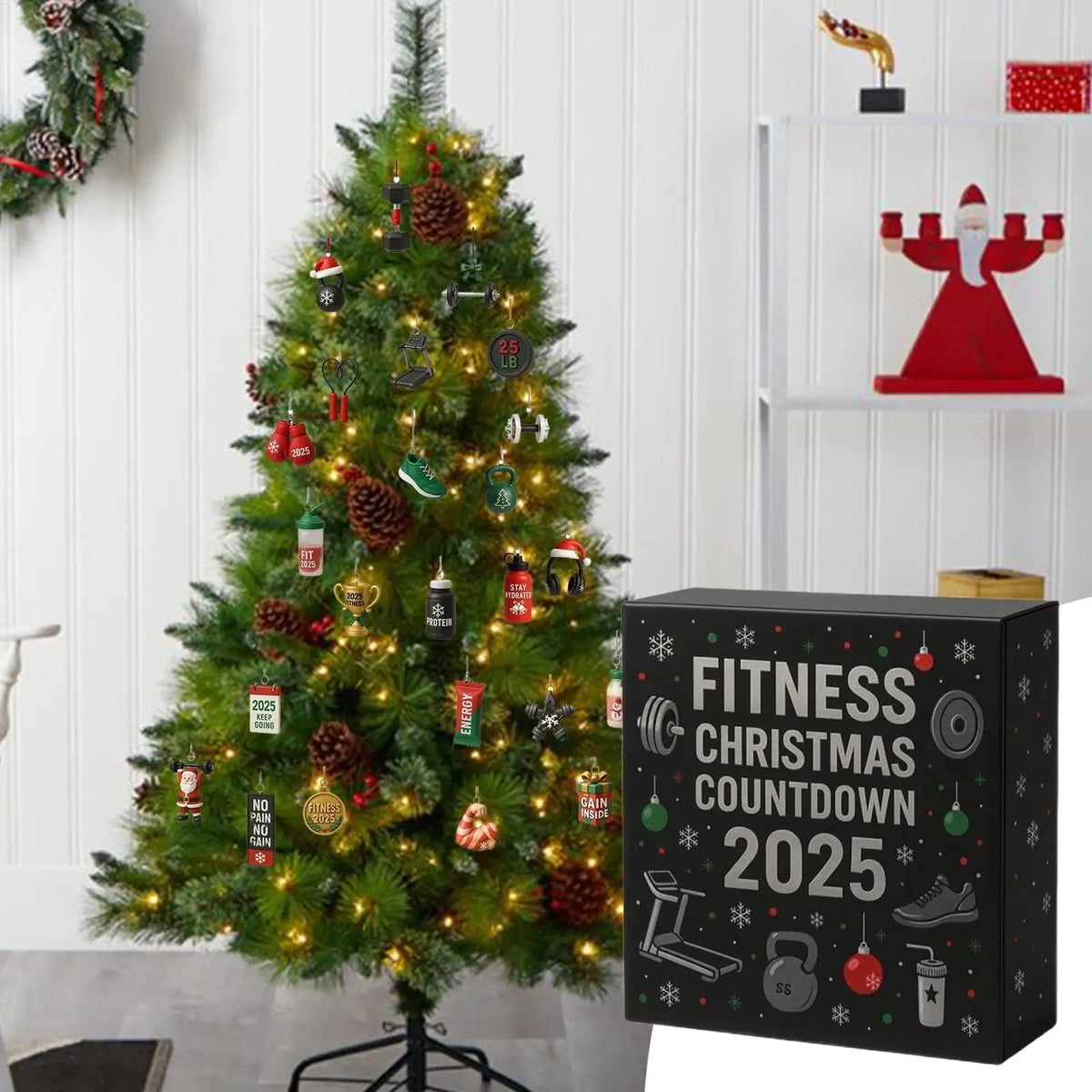 Świąteczny kalendarz adwentowy Fitness | Ozdoby do odliczania 24-dniowego treningu