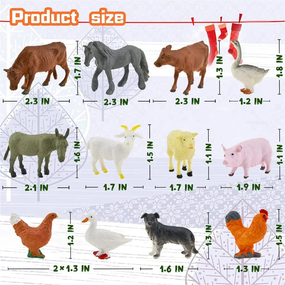 Kalendarz adwentowy do szopki 24 szt. Miniaturowy zestaw figurek do szopki na Boże Narodzenie Odliczanie 2025 Aktywność rodzinna