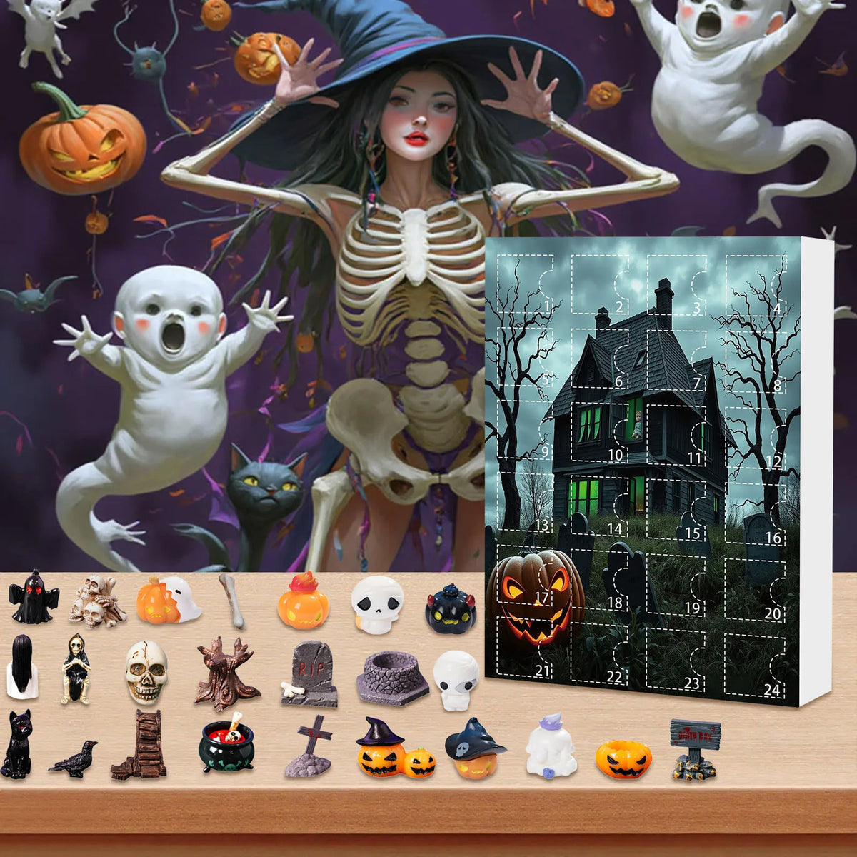 Kalendarz adwentowy na Halloween 24 odliczanie z minifigurkami