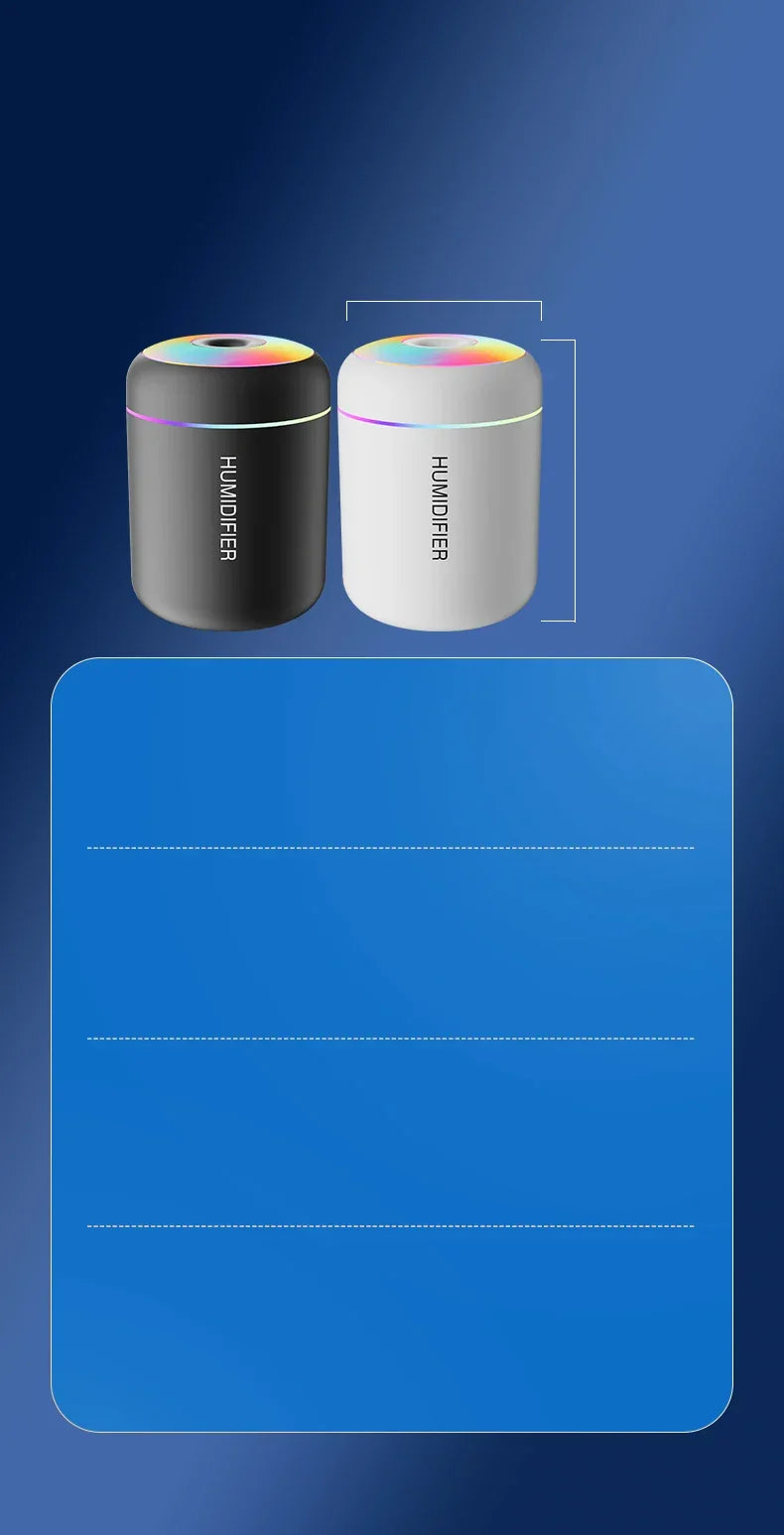 MINI NAWILŻACZ POWIETRZA Z AROMATERAPIĄ - ZASILANIE USB - IDEALNY DO SAMOCHODU I SYPIALNI
