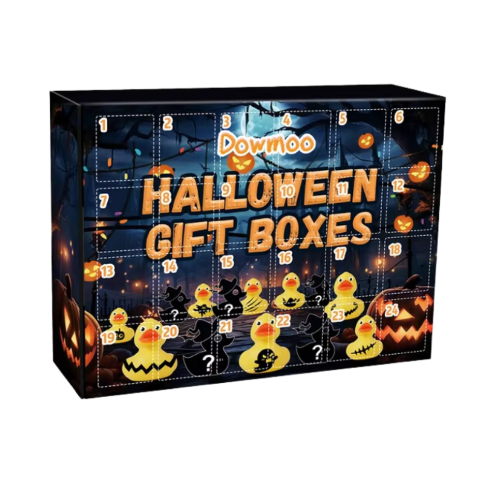 Kalendarz adwentowy z kaczką z motywem Halloween i Bożego Narodzenia