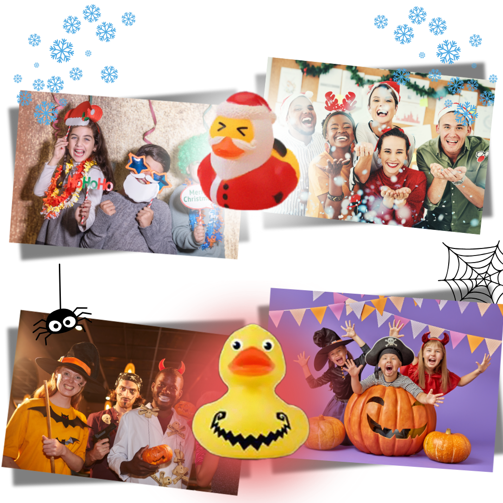 Kalendarz adwentowy z kaczką z motywem Halloween i Bożego Narodzenia